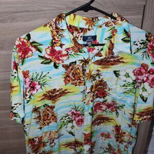 George Hawaiian Shirt Tropical Paradise Open Collar One Pocket Size Large
